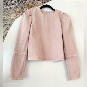 NWT ASOS Denim pale pink long sleeve back zip shirt UK 10 US 6